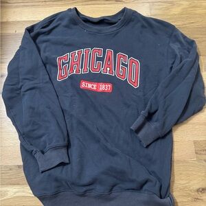 Chicago Graphic Crewneck Sweater - Black with Red Lettering